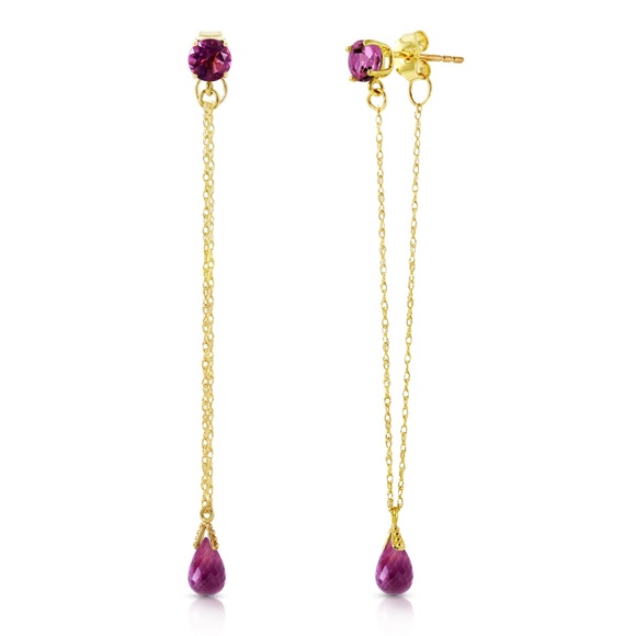 14K GOLD CHANDELIER EARRING WITH NATURAL AMETHYSTS - Picture 2 of 8